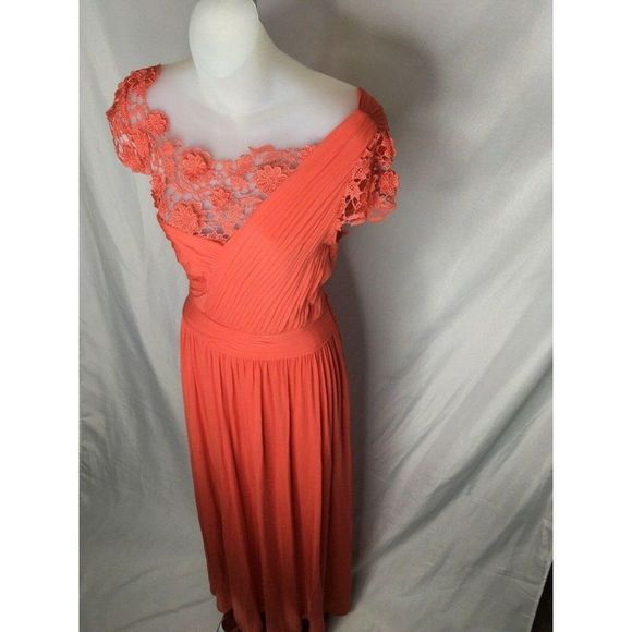 Coast (British) Full Length Prom Indian Wedding Gown Bright Orange US8 Lace top - Picture 3 of 10
